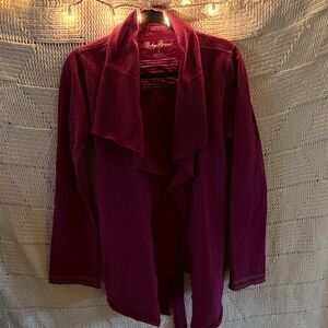 Lucky Brand Draped Open-Front Cardigan - Berry Plum